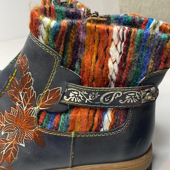 Socofy Bohemian Colorful Embroidered side zipper Ankle Boots size 39 - Picture 6 of 6